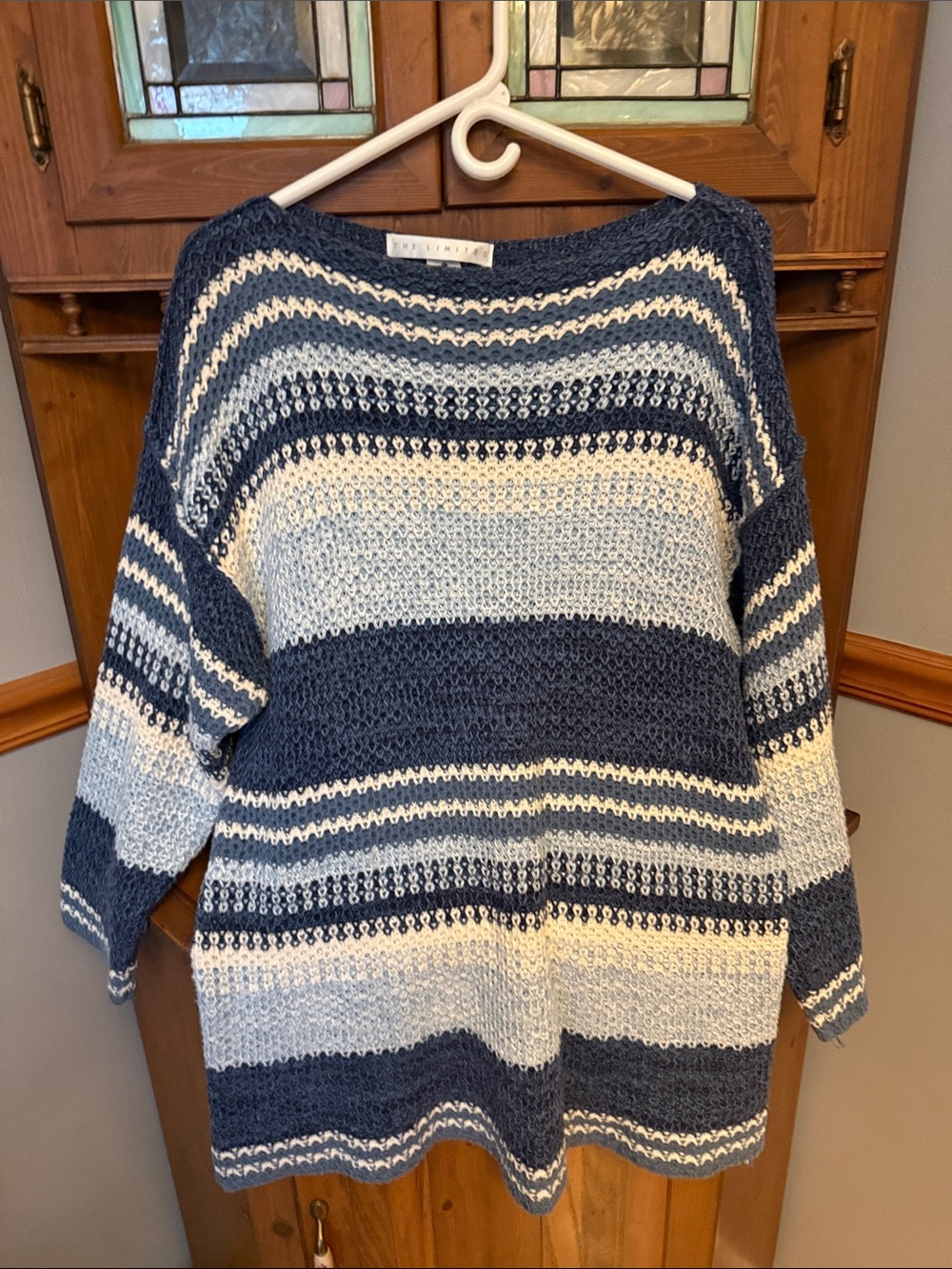 Vintage The Limited Striped Ramie Cotton Open-Knit Sweater